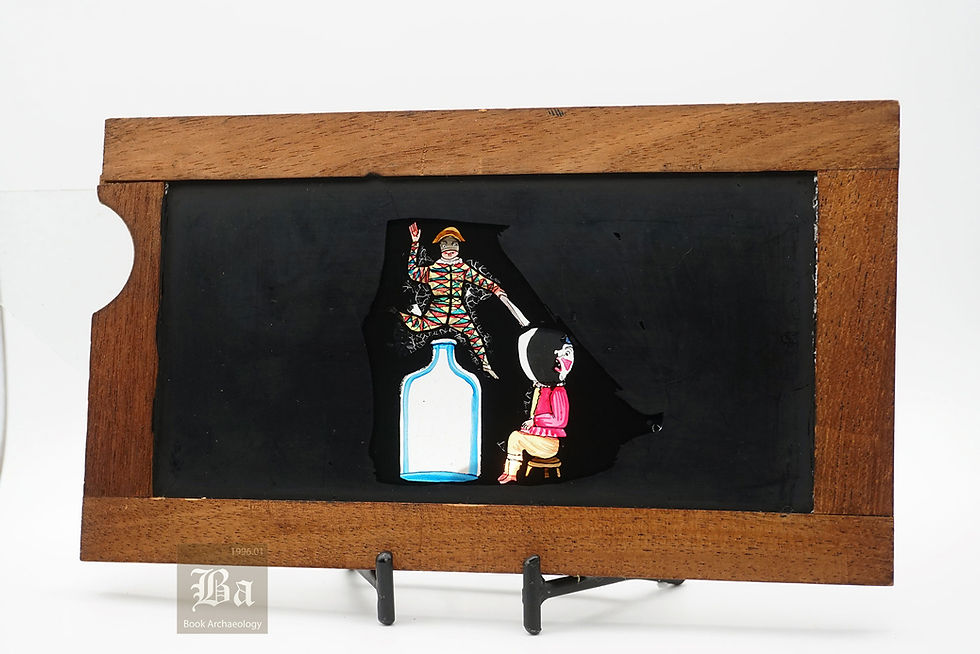 Thumbnail: ca. 1850's Antique Hand-Painted Glass Magic Lantern Slide - The Harlequin