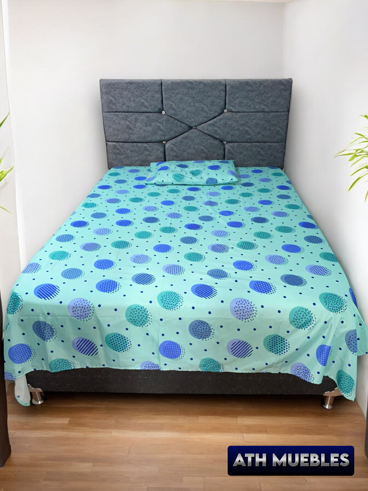 Cama de espaldar gris