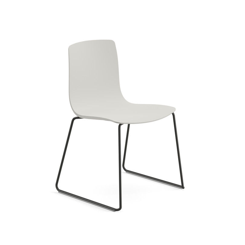 Stoel slede & kunststof zit wit