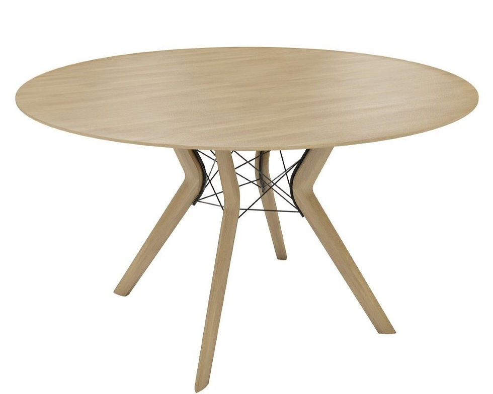 verfijnde ronde houten tafel - blad met verjongde rand.