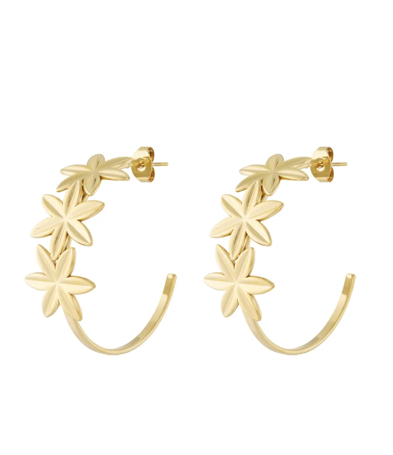 Thumbnail: Oorbellen flower hoops