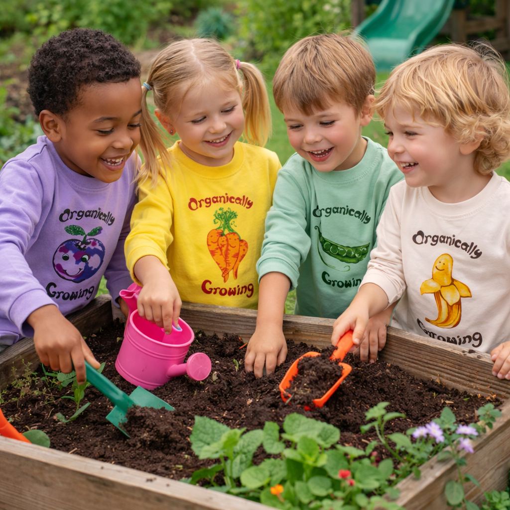 Long Sleeve Organic Cotton Toddler Tees 1-6 Year Free Shipping