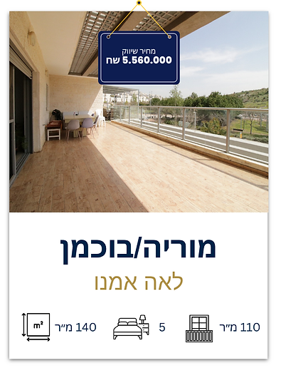 למכירה דירת 5 חדרים רחוב לאה אמנו שכונת מוריה בוכמן דירות יד 2 למכירה מודיעין מכבים רעות .
