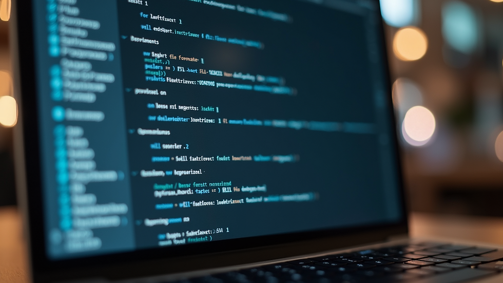 Close-up view of a laptop screen showing a data import interface with various file format options