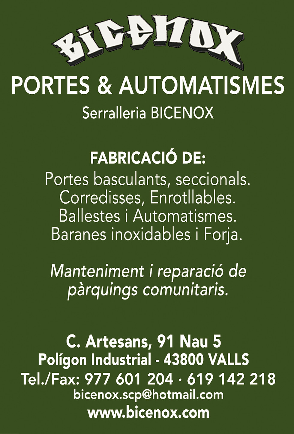 Miniatura: SERRALLERIA I TANCAMENTS