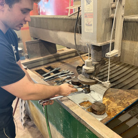 Adjusting waterjet head.