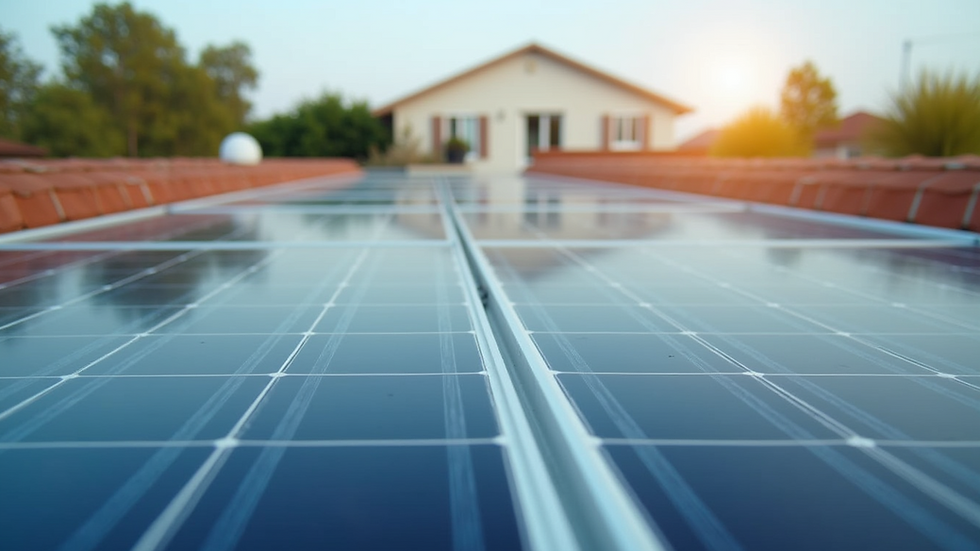 Eye-level view of solar panels installed on a residential rooftop