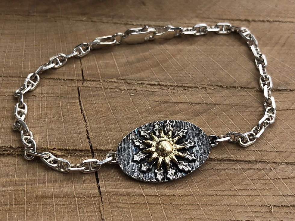 Miniatura: Pulsera Eguzkilore en oro y plata