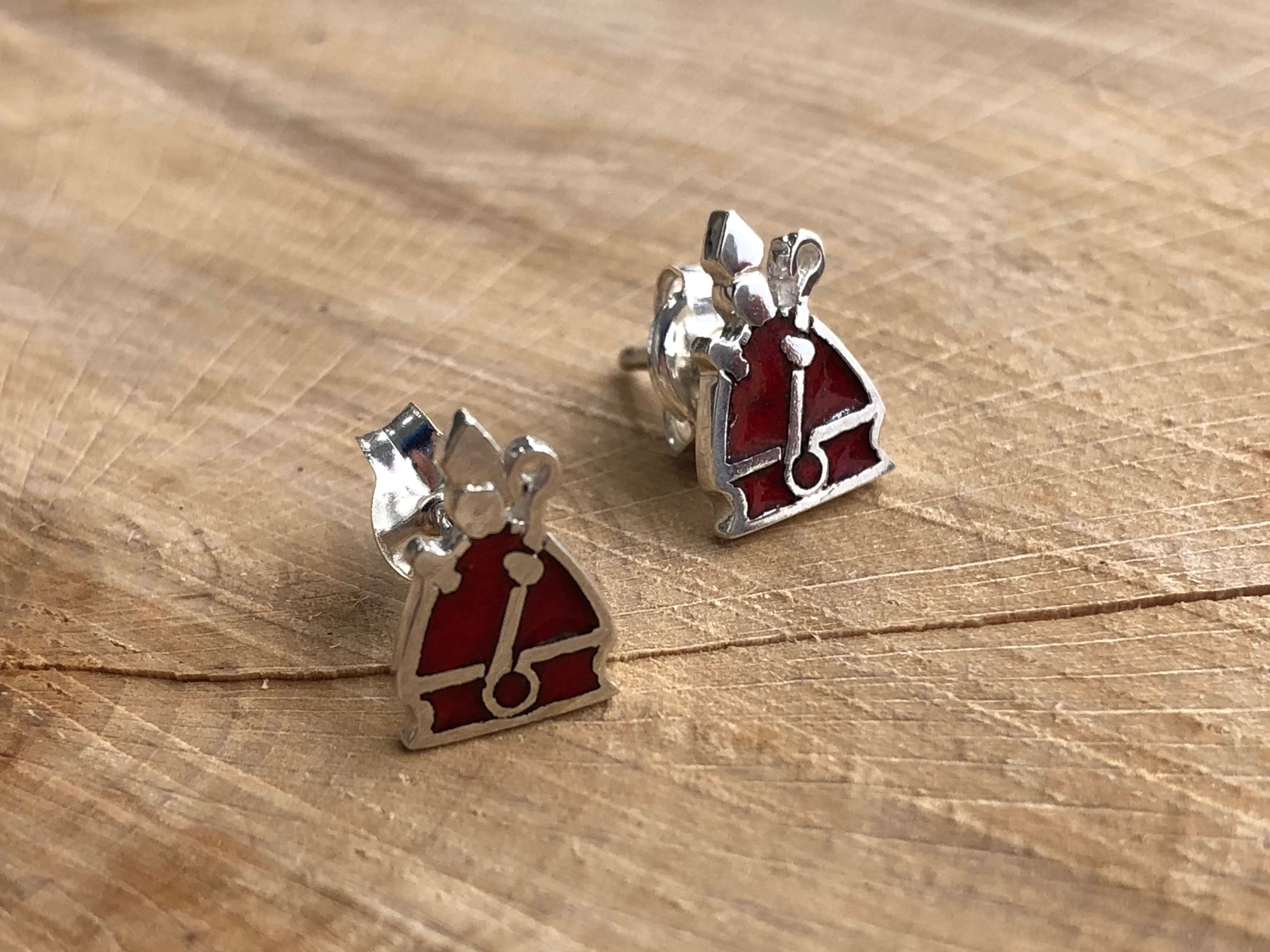 Pendientes San fermín en plata, con esmalte