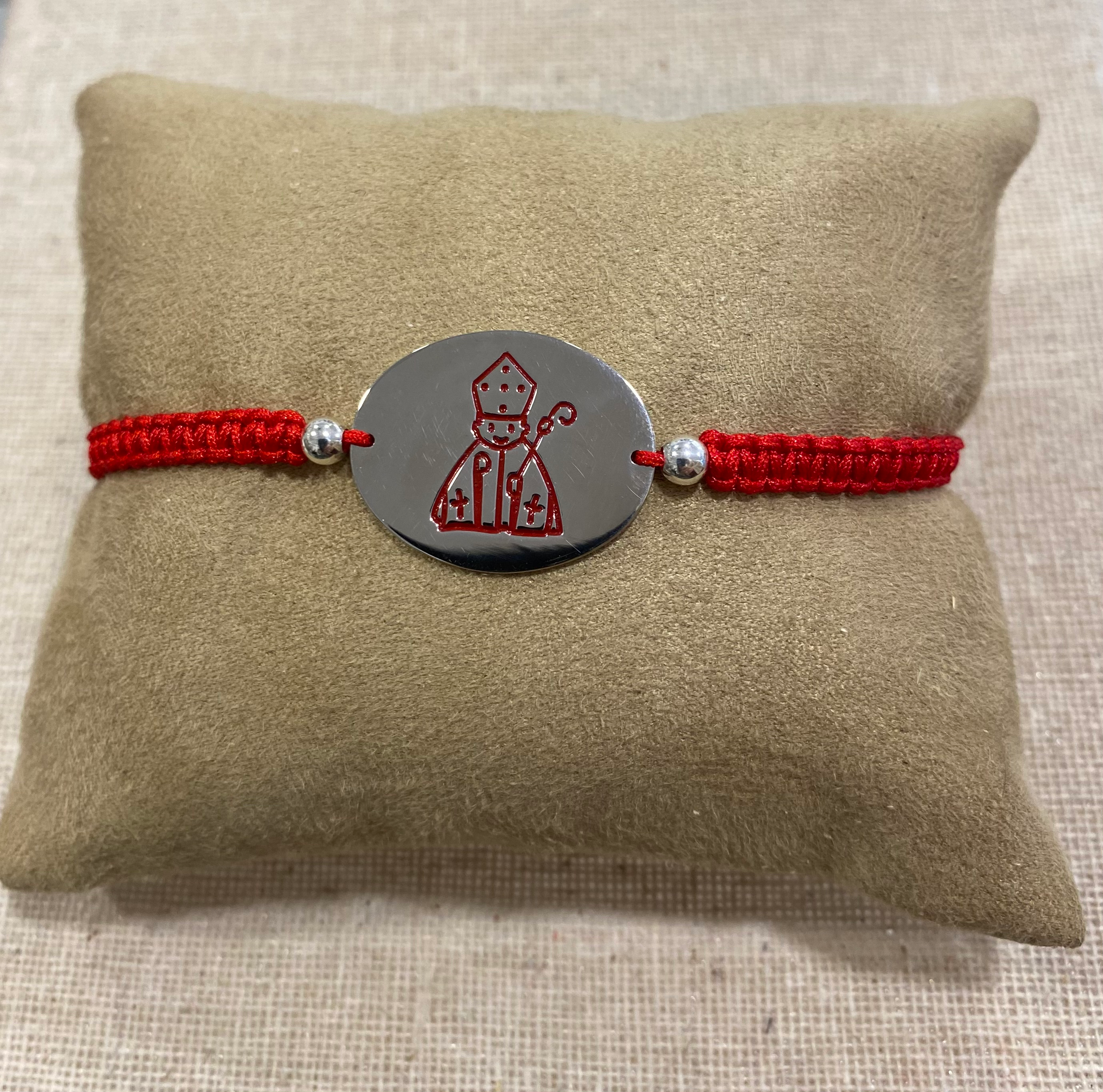 Pulsera  San Fermín Plata , esmalte y macramé 