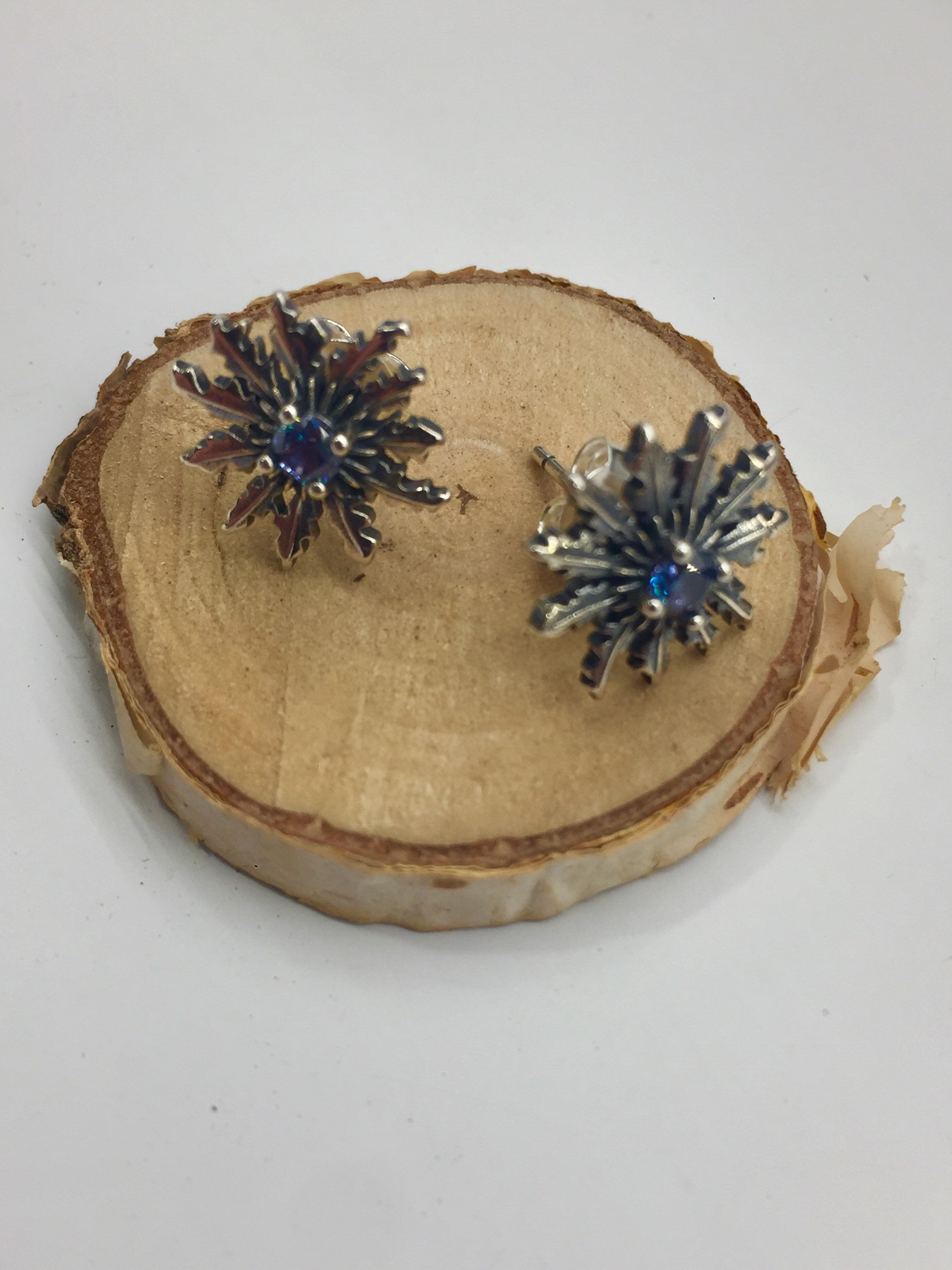 Pendientes Eguzkilore Plata y Circonita azul