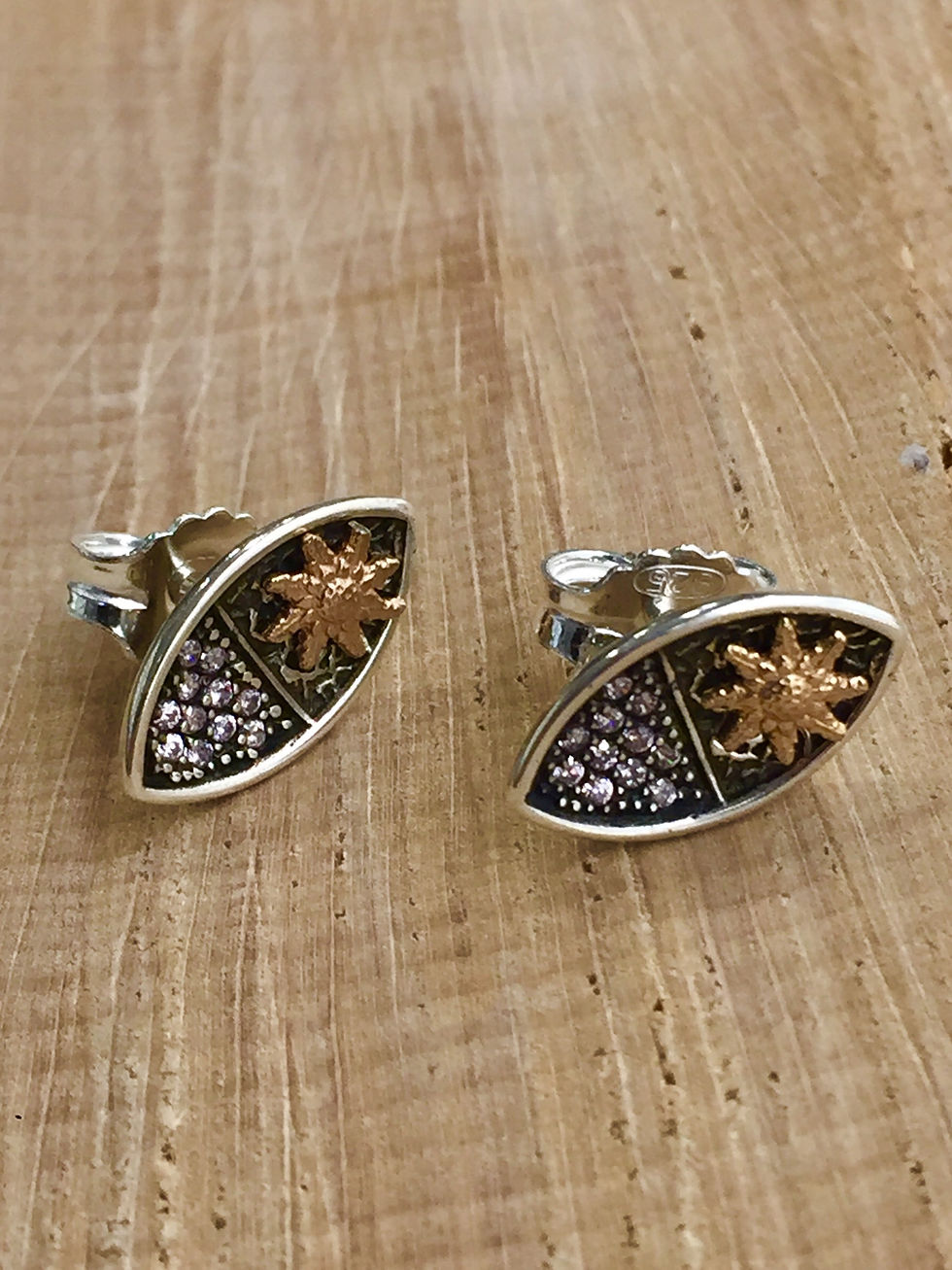 Pendientes Eguzkilore Plata y Circonitas Rosas