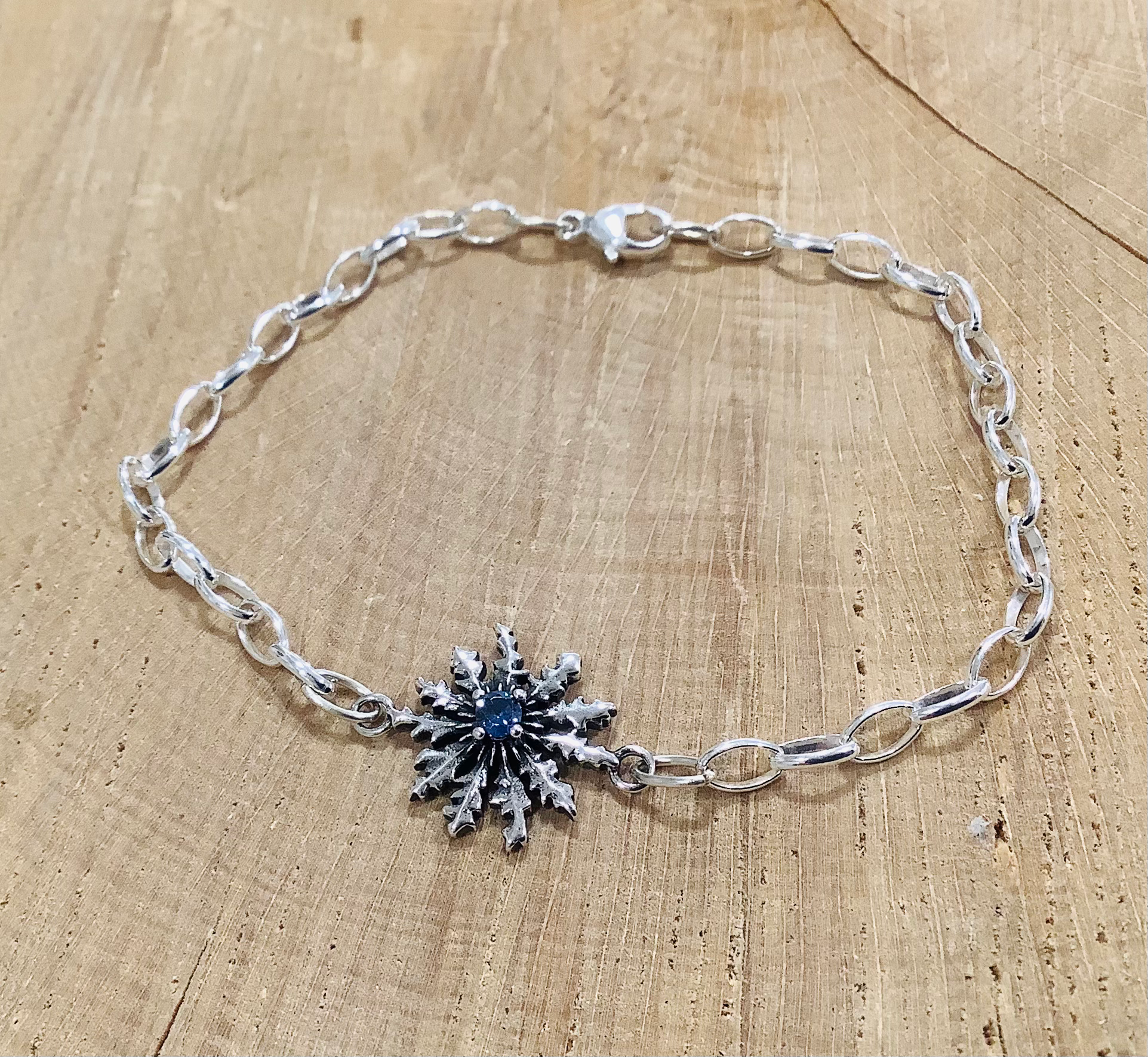 Pulsera Eguzkilore  Plata con Circonitas  Azul