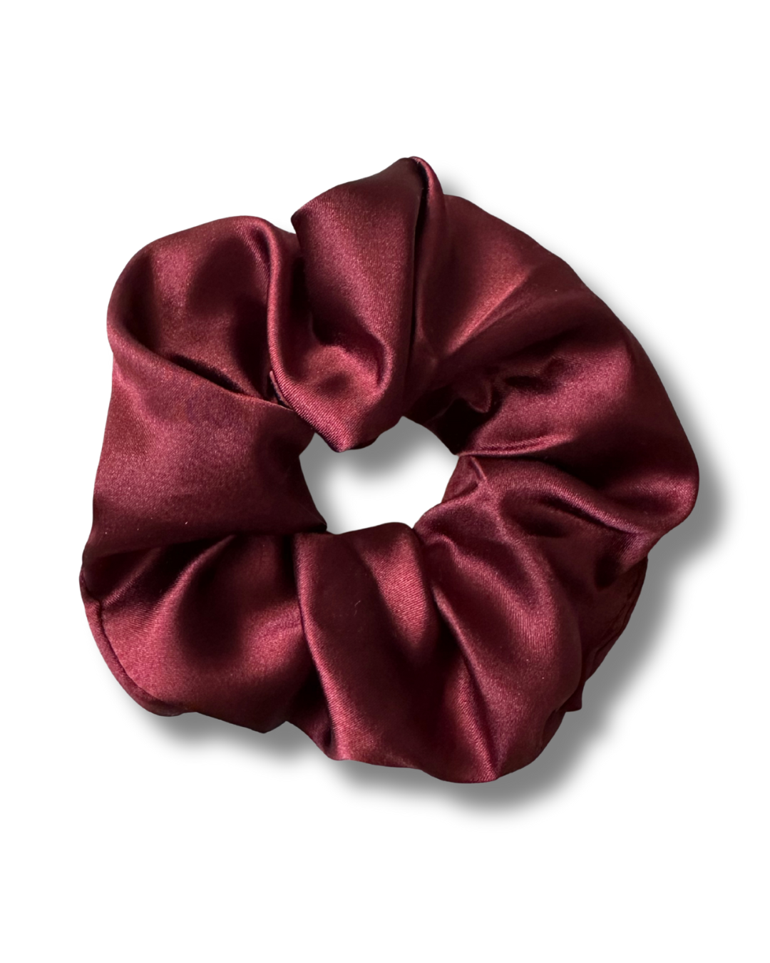 Dark red satin hair scrunchie