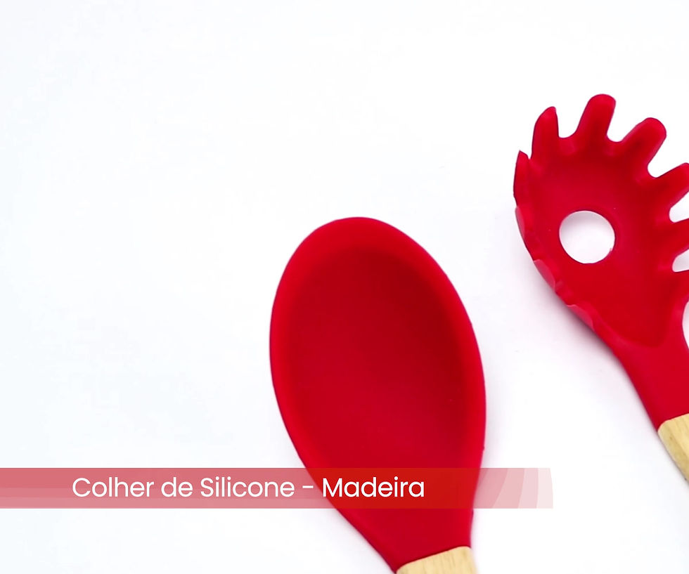 Miniatura: Colher de Silicone - Com Cabo de Madeira