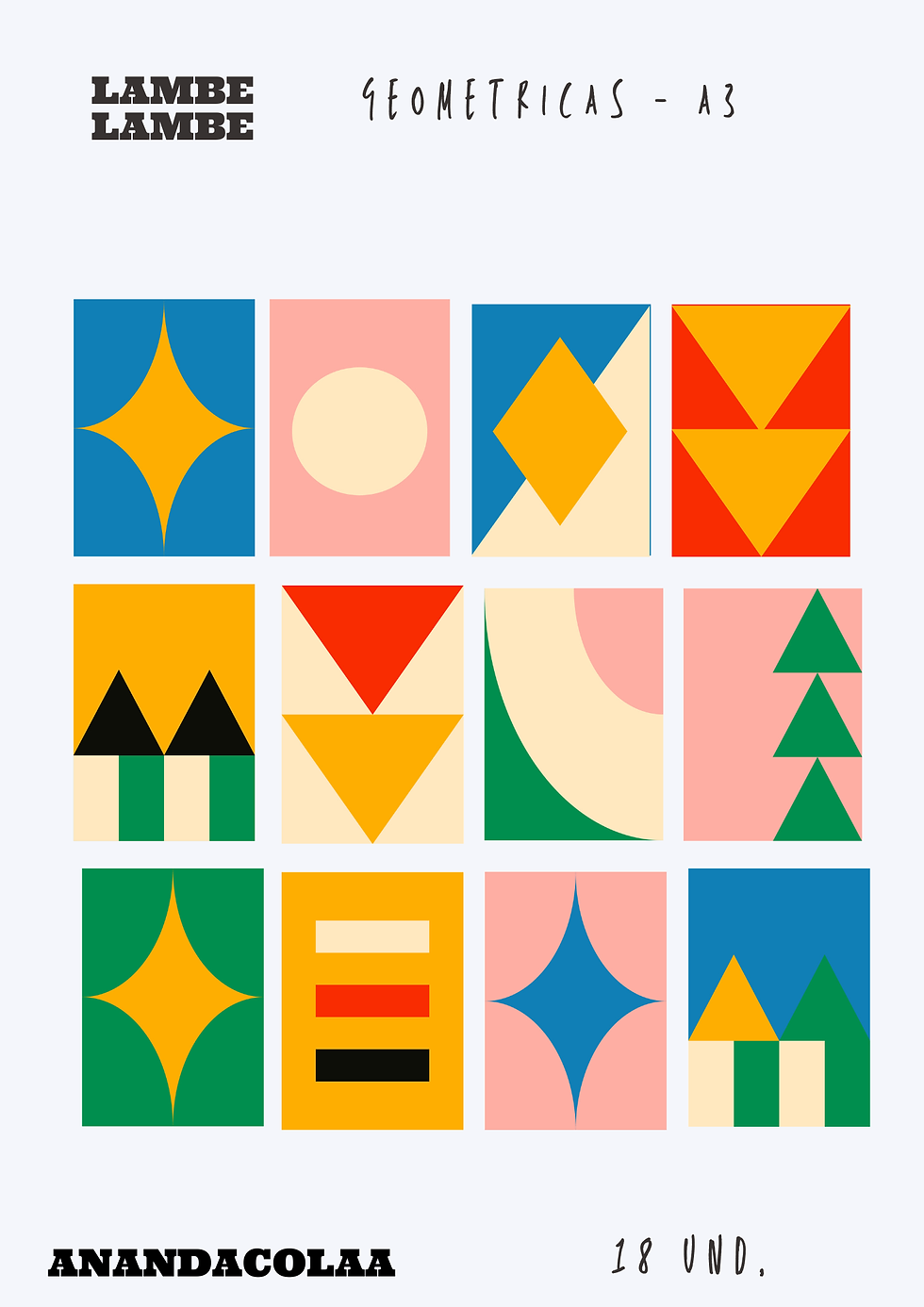 Miniatura: Lambe lambe - Composição com 18 unidades  - Geometricos