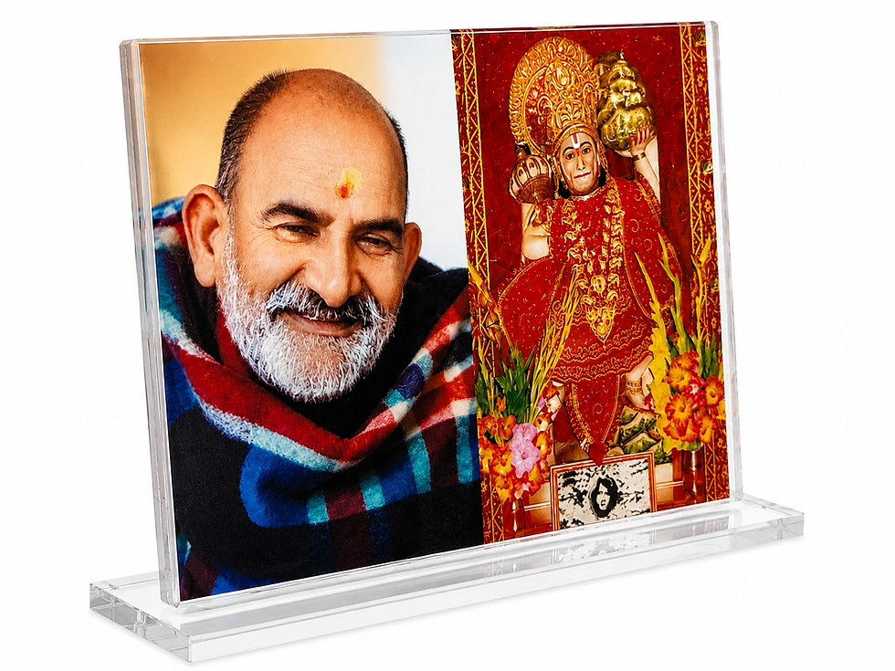 Thumbnail: SHREERUDRA Neem Karoli Baba Acrylic Photo Frame with Hanuman for Car Dashboard