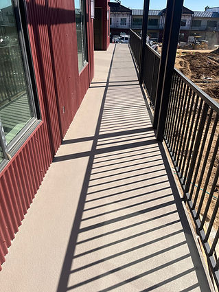 Newly installed deck waterproofing, modern balcony