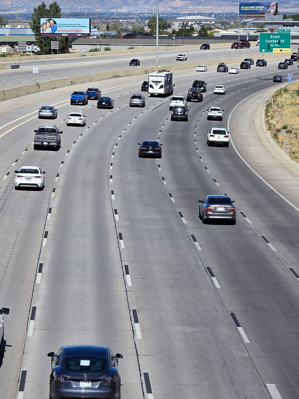 Cars driving on a Utah freeway.