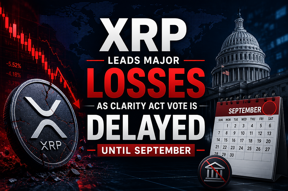 XRP Leads Major Losses as Clarity Act Vote Is Delayed Until September