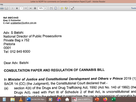 S.A.C.C.R.A. RESPONSE TO THE DoJ RE THE PROPOSED PERSONAL USE REGULATION BILL