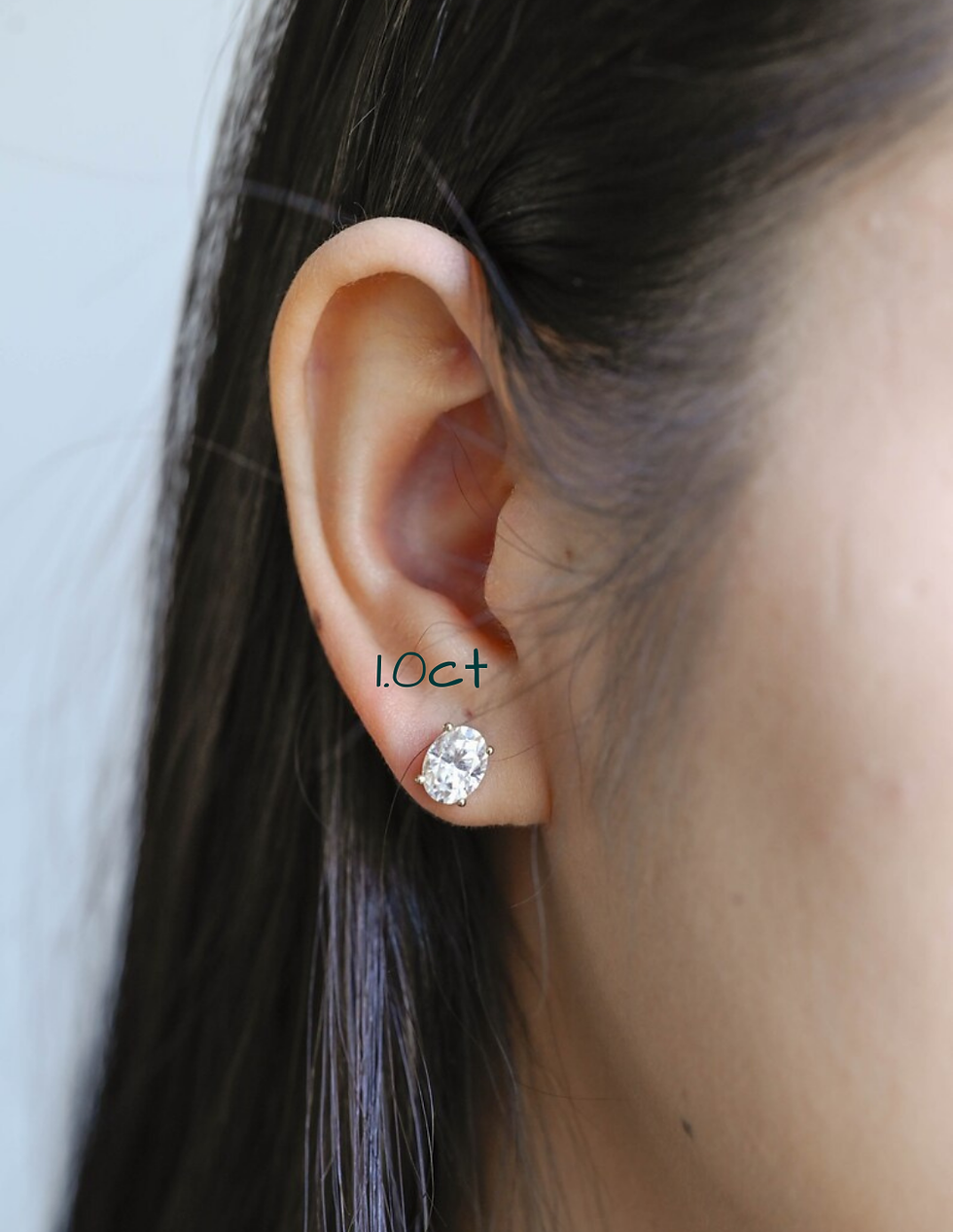 Thumbnail: Nova Moissanite Oval Cut Stud Earrings