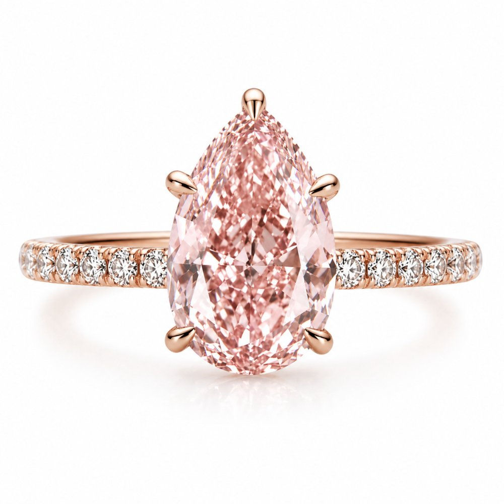 Signature Cali 3ct Pink Pear Lab Diamond Ring
