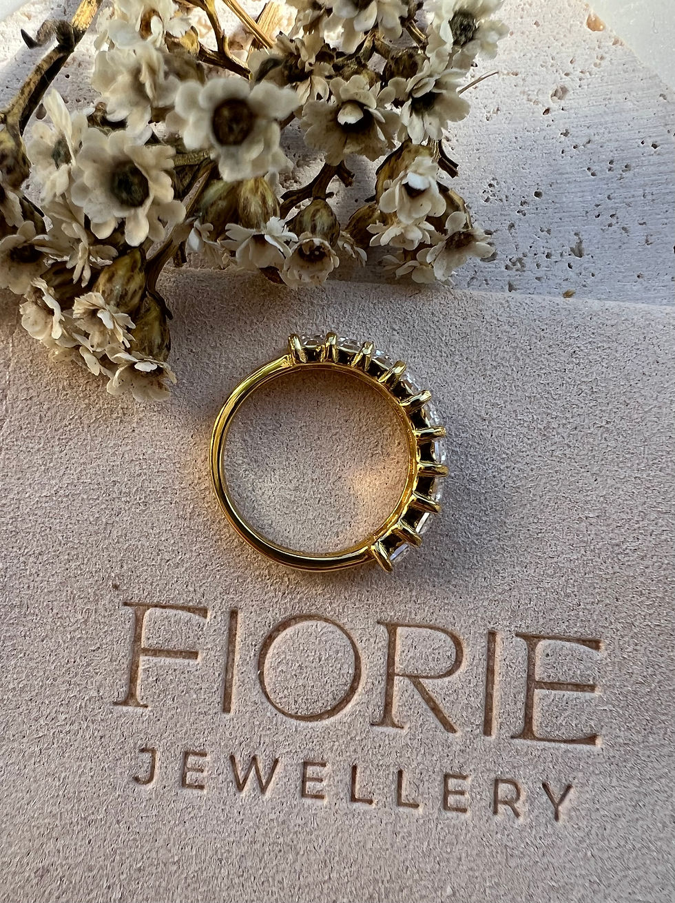 Thumbnail: Signature Arienne 3x5 Emerald Cut Moissanite 4.5ctw Half Eternity Ring