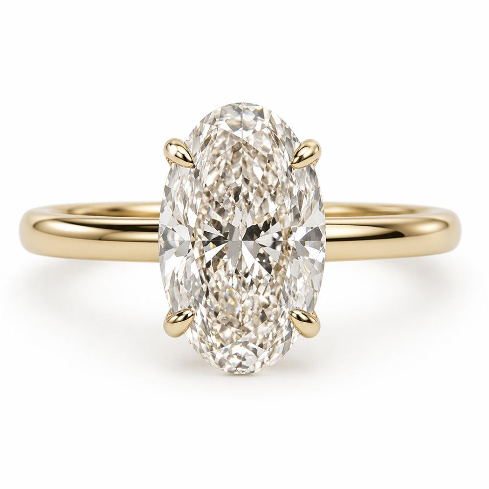Ren 3-3.5ct Elongated Oval Cut Cathedral Tulip Basket Ring - M&F Series