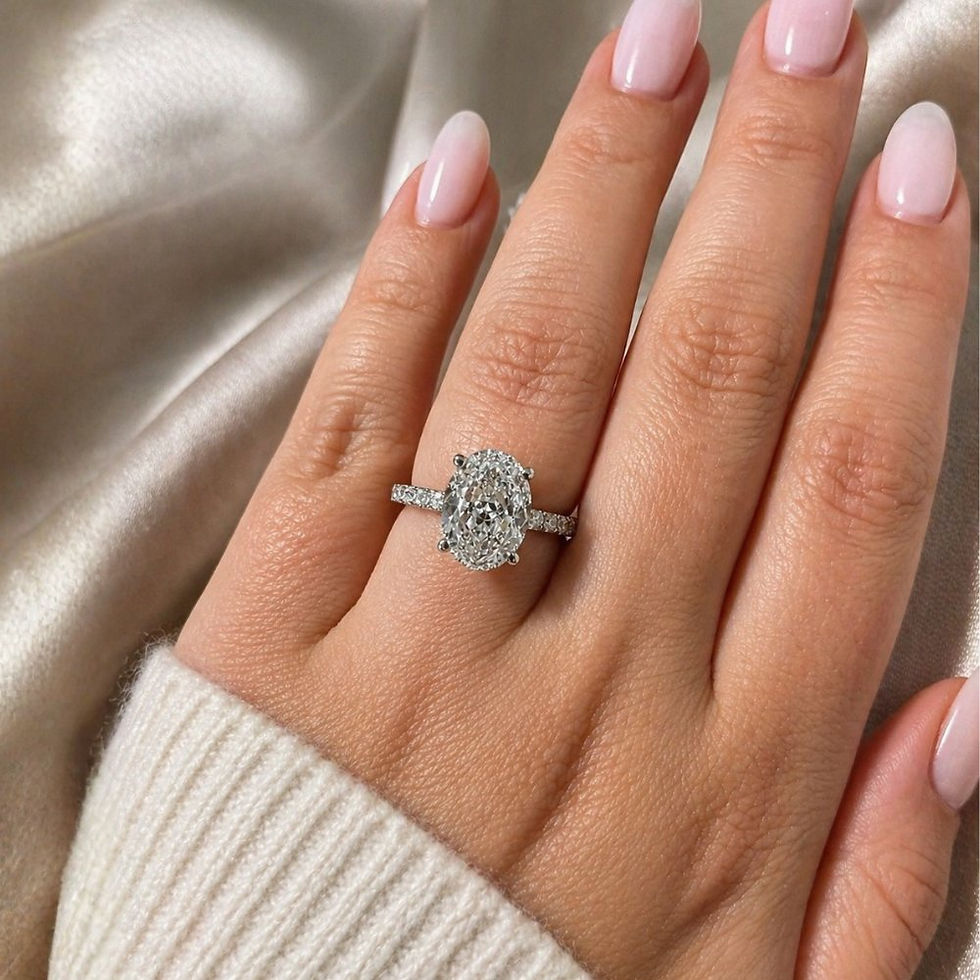 Thumbnail: Signature Claire 3.5ct Oval Cut V Prong Pave Ring