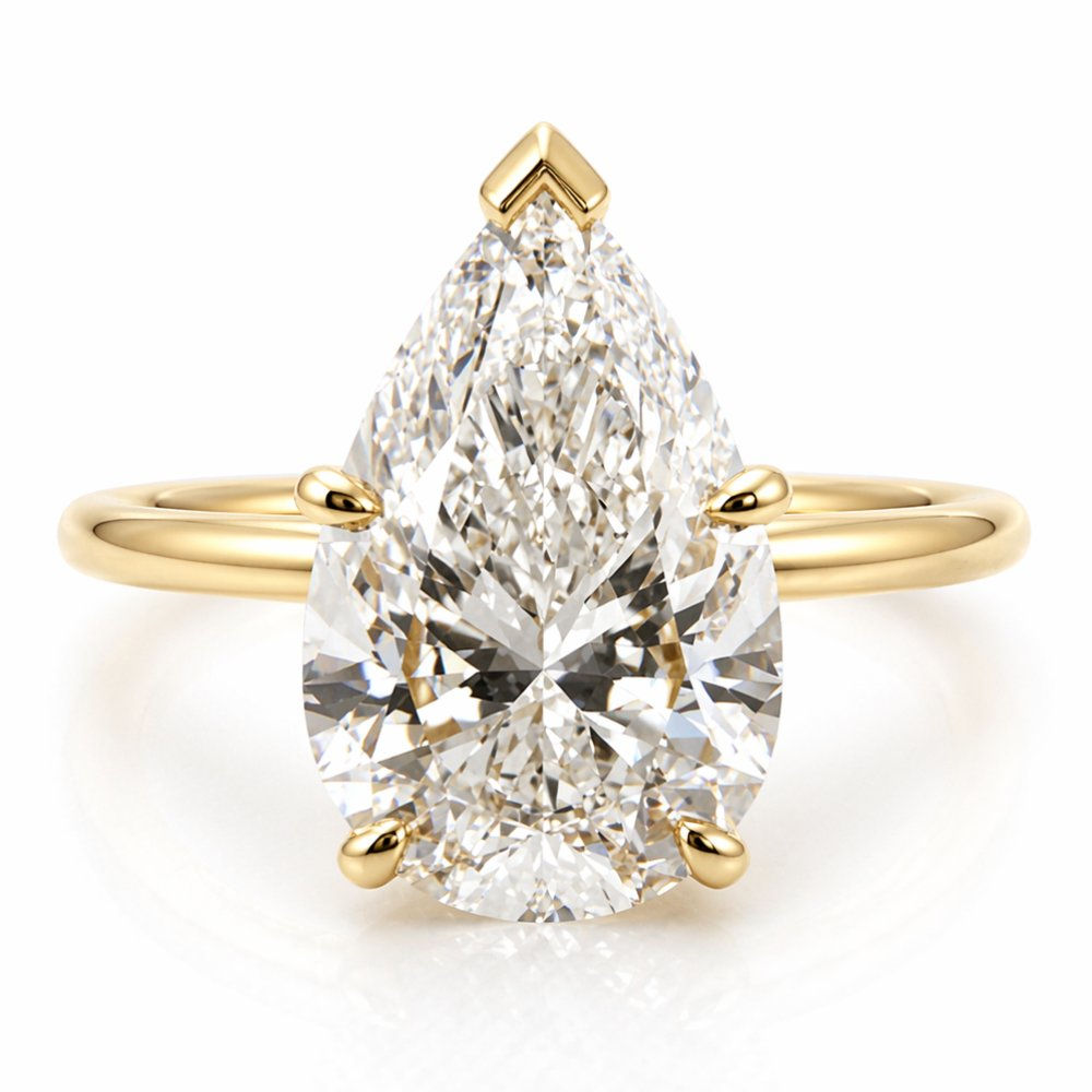 Elsa 3ct Pear Cut Hidden Halo Tulip Setting Ring - M&F Series