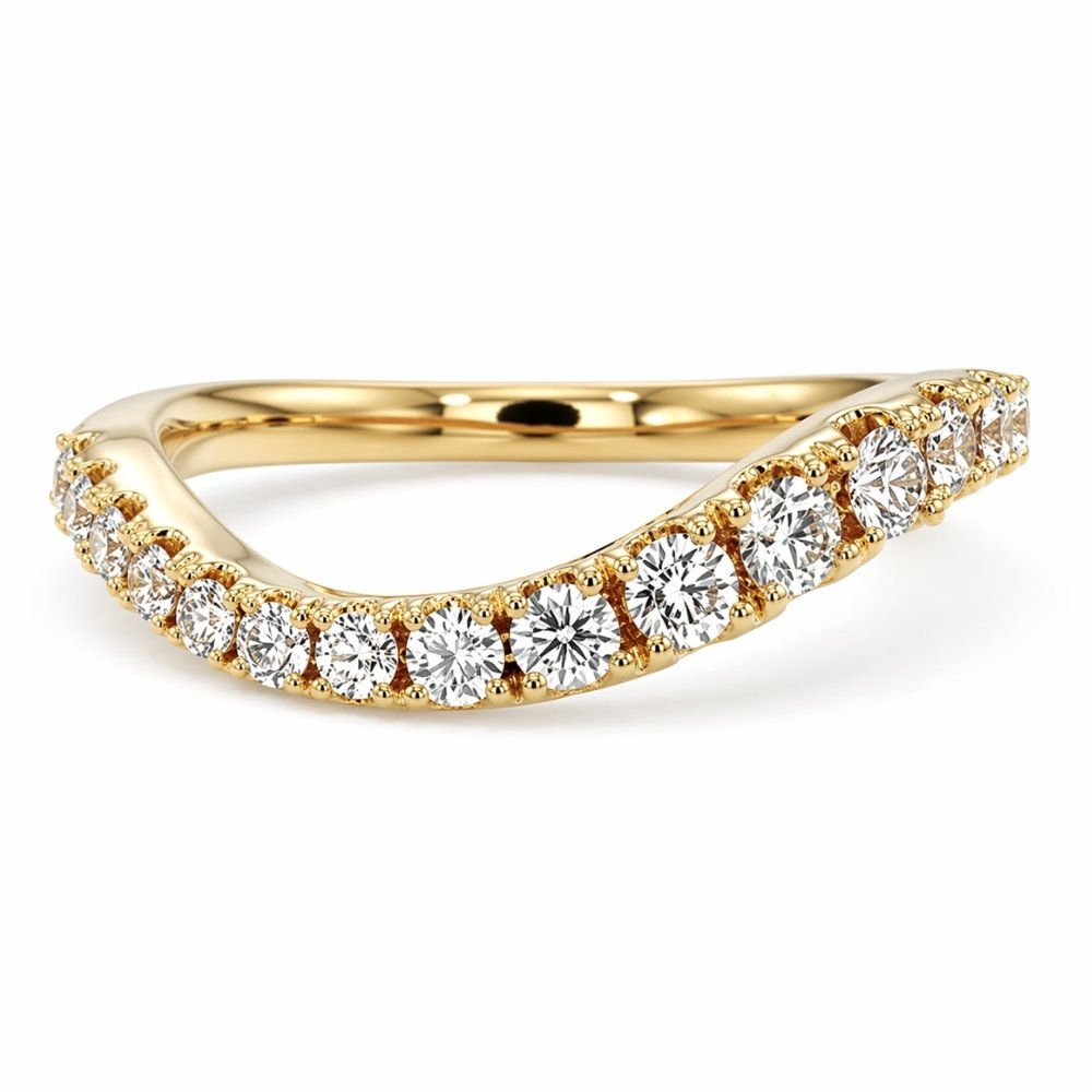 Signature Farrah Tapered Lab Diamond Wave Contour Band