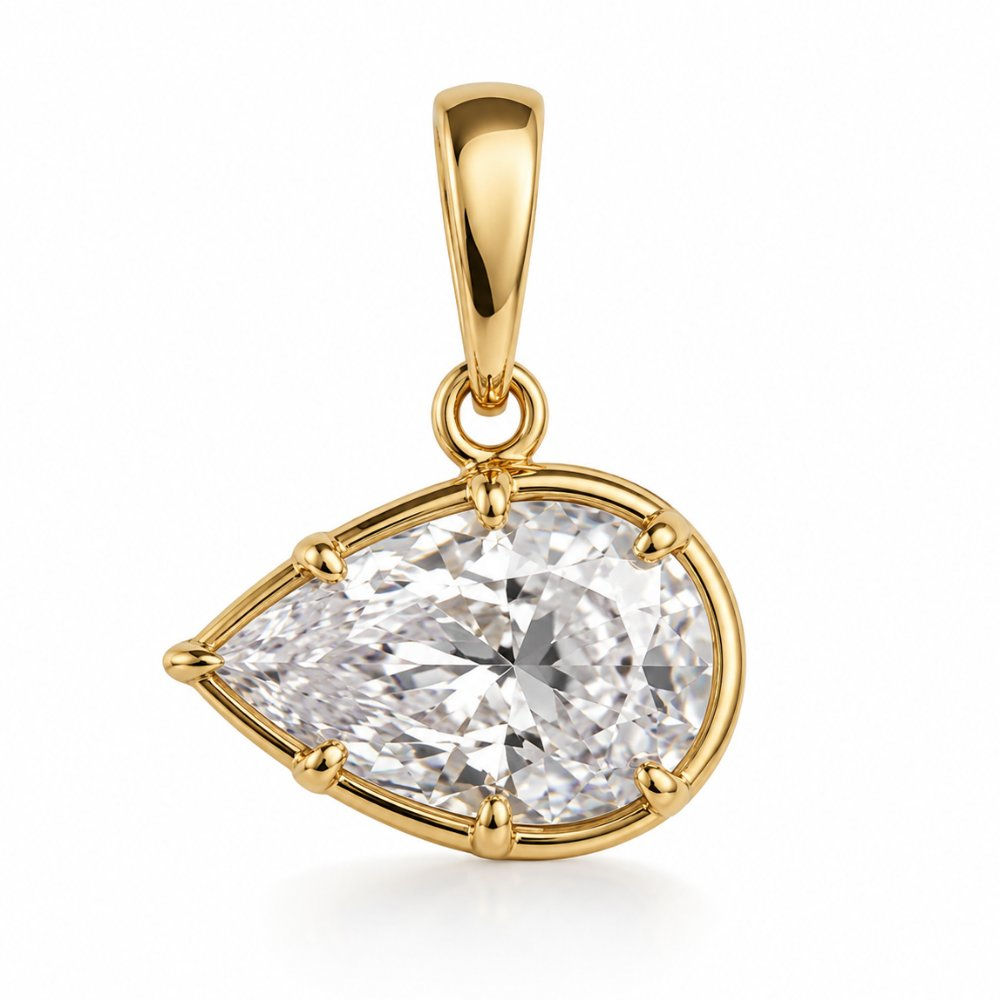 Georgian 3ct Pear East West Pendant