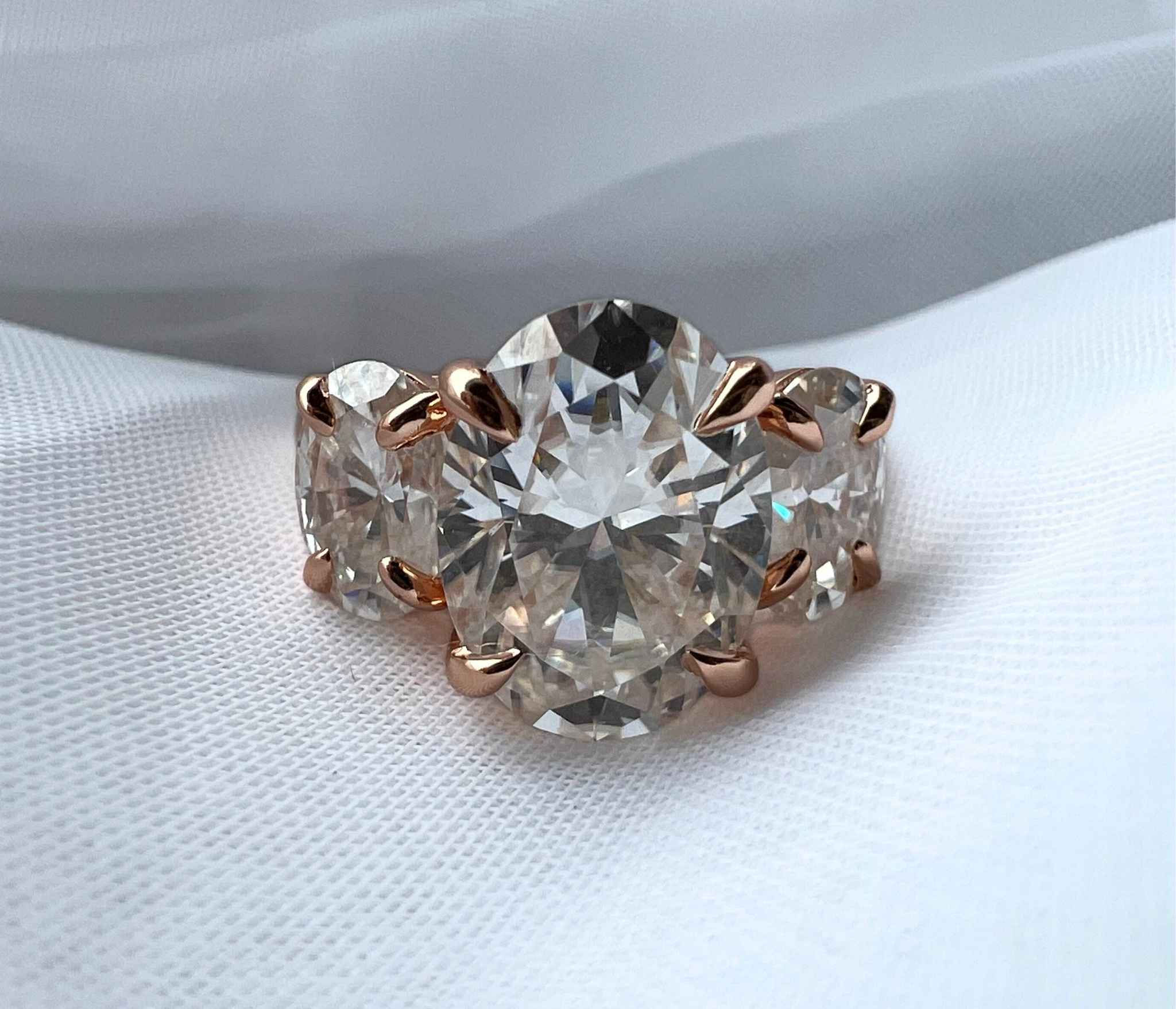 Signature Georgina 6ct Moissanite Oval Trilogy Ring