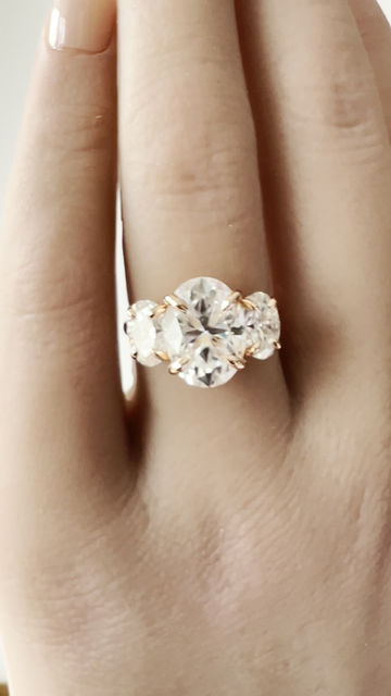 Thumbnail: Signature Georgina 6ct Moissanite Oval Trilogy Ring