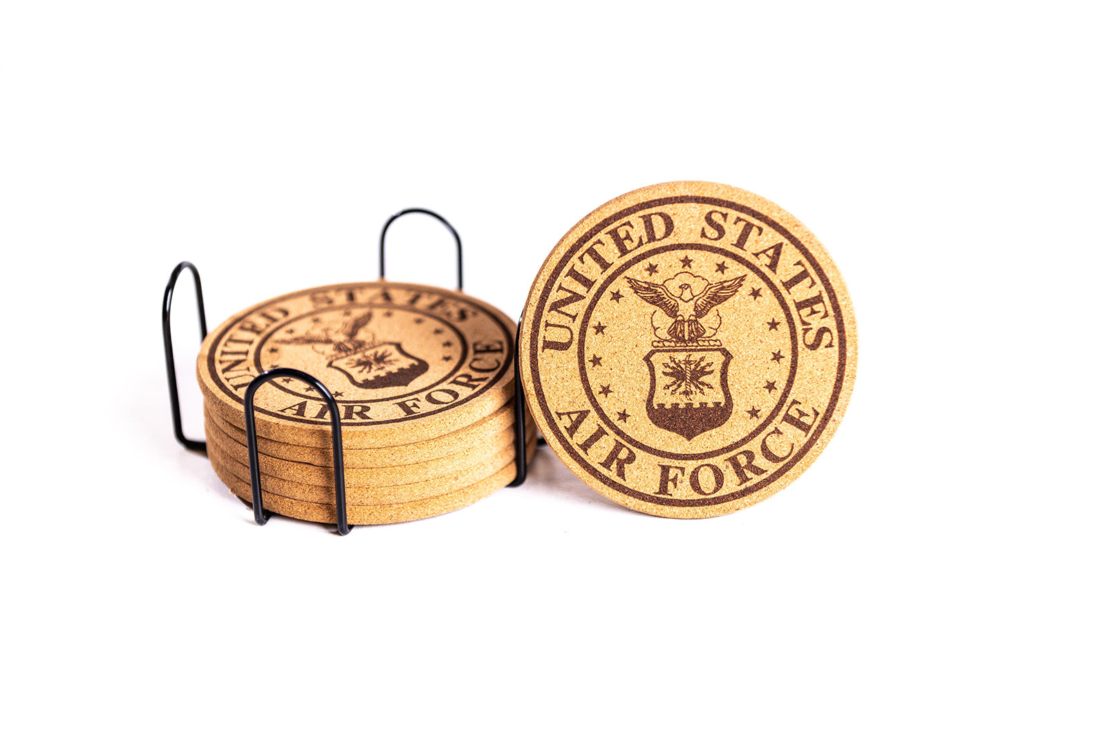US Air Force Cork Coaster Set of 6 w/ holder