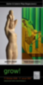 Einladung & Programm zur Ausstellung "GROW" mit Patrick Niesel und Maja Bogaczewicz im Atelier & Galerie Maja Bogaczewicz in Fürth, Deutschland.