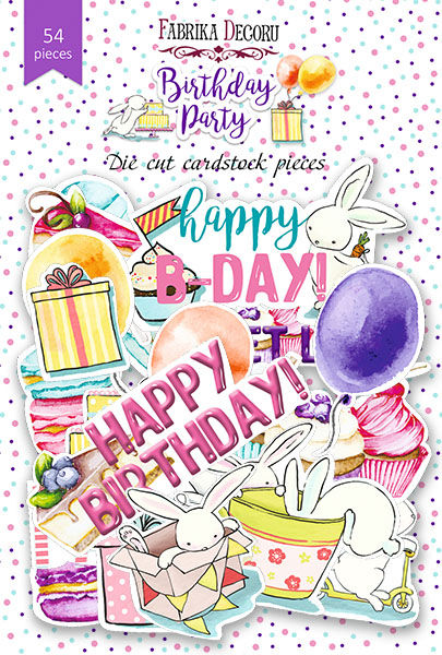 Набор высечек, коллекция "Birthday party ",54 шт