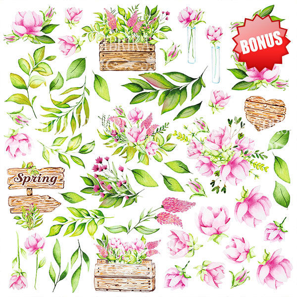 Миниатюра: Набор скрапбумаги "Spring blossom", 30,5x30,5см, Фабрика Декору