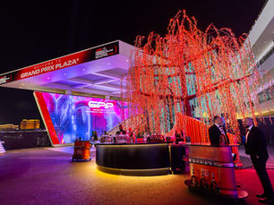 LED Mega Tree at the Grand Prix Plaza entrance