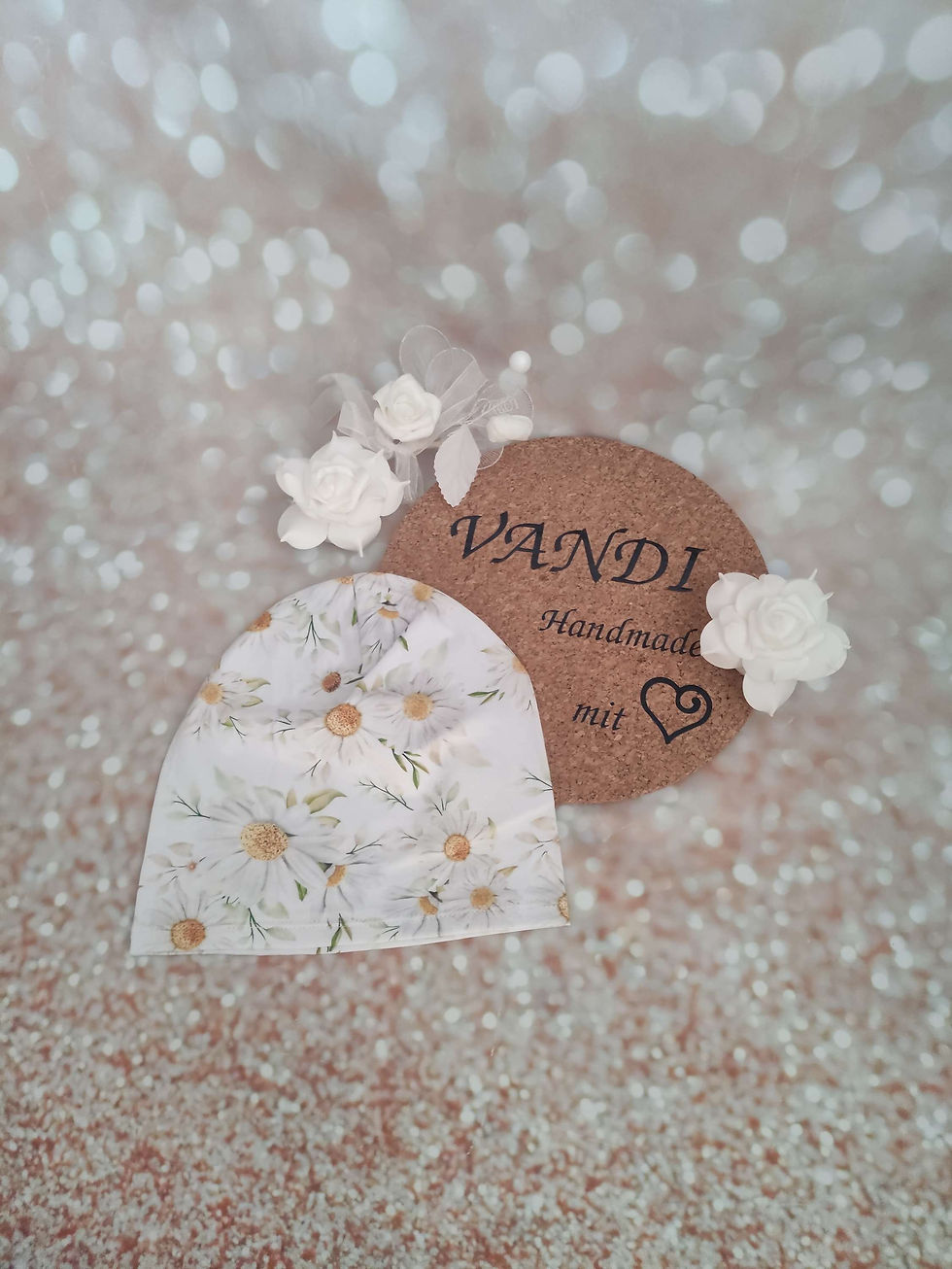 Mütze Beanie Gänseblümchen Kopfumfang 48-54 einlagig