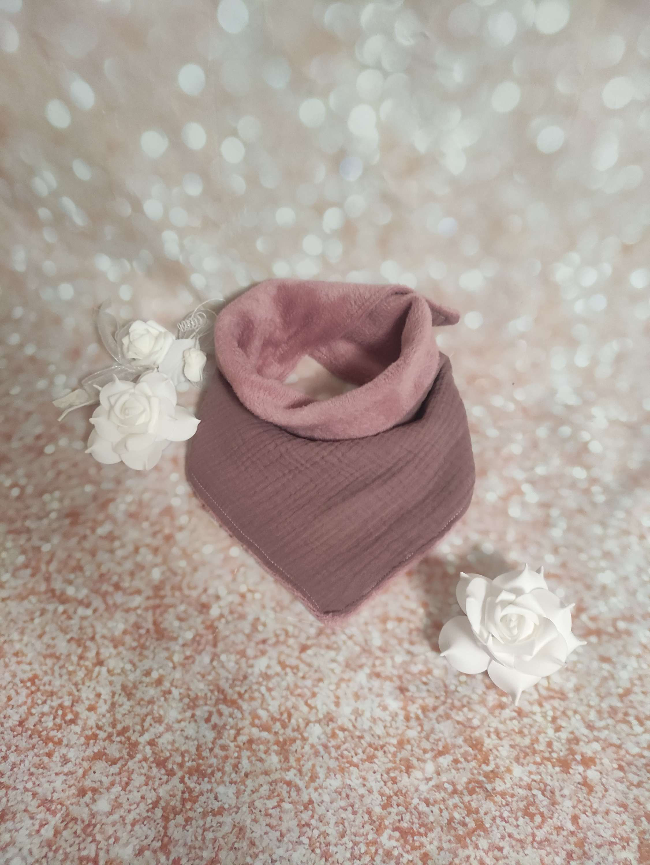 Mauve Tuch Musselintuch Dreieckstuch mit Druckknöpfen 1-8 Jahre