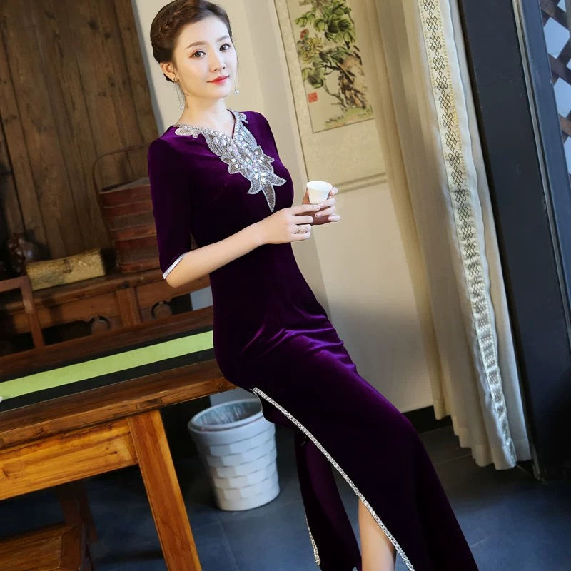 Thumbnail: 2595 Qipao cheongsam Dresses Suitable for Mothers to Wear at Weddings