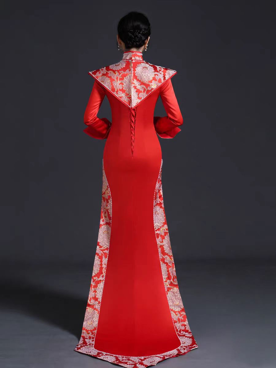 Thumbnail: 11372 Chinese Style High-End Runway Cheongsam Performance Qipao Mermaid Tail
