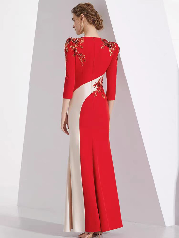 Thumbnail: 11412 Red Evening Gown Luxury Banquet Hosting Dress DragonseedBridal