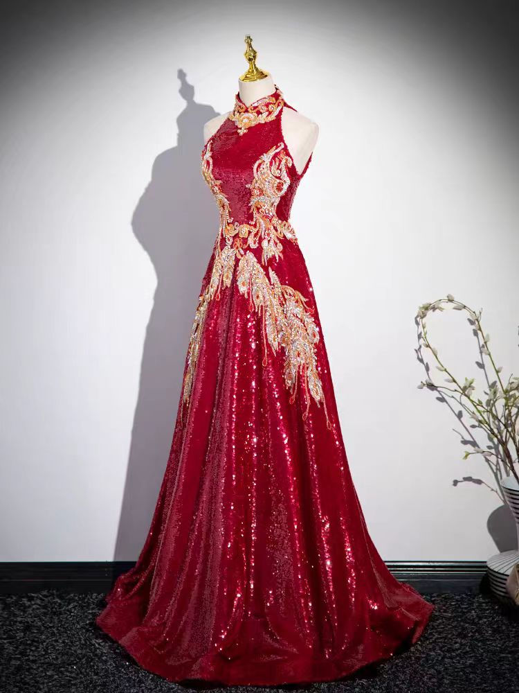 Thumbnail: 11361 Red Sequin Evening Dress | 2025 New Arrival | High-End Hostess Gown