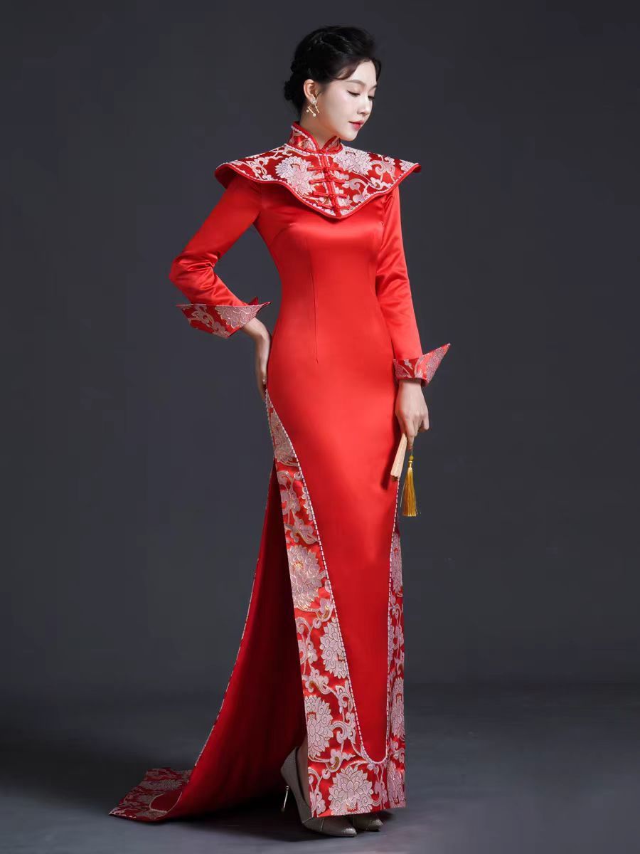 Thumbnail: 11372 Chinese Style High-End Runway Cheongsam Performance Qipao Mermaid Tail