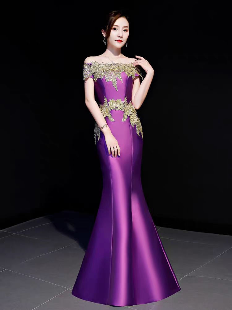 Thumbnail: 11400  Off-Shoulder Evening Slimming Mermaid Reception & Stage Performance Dress