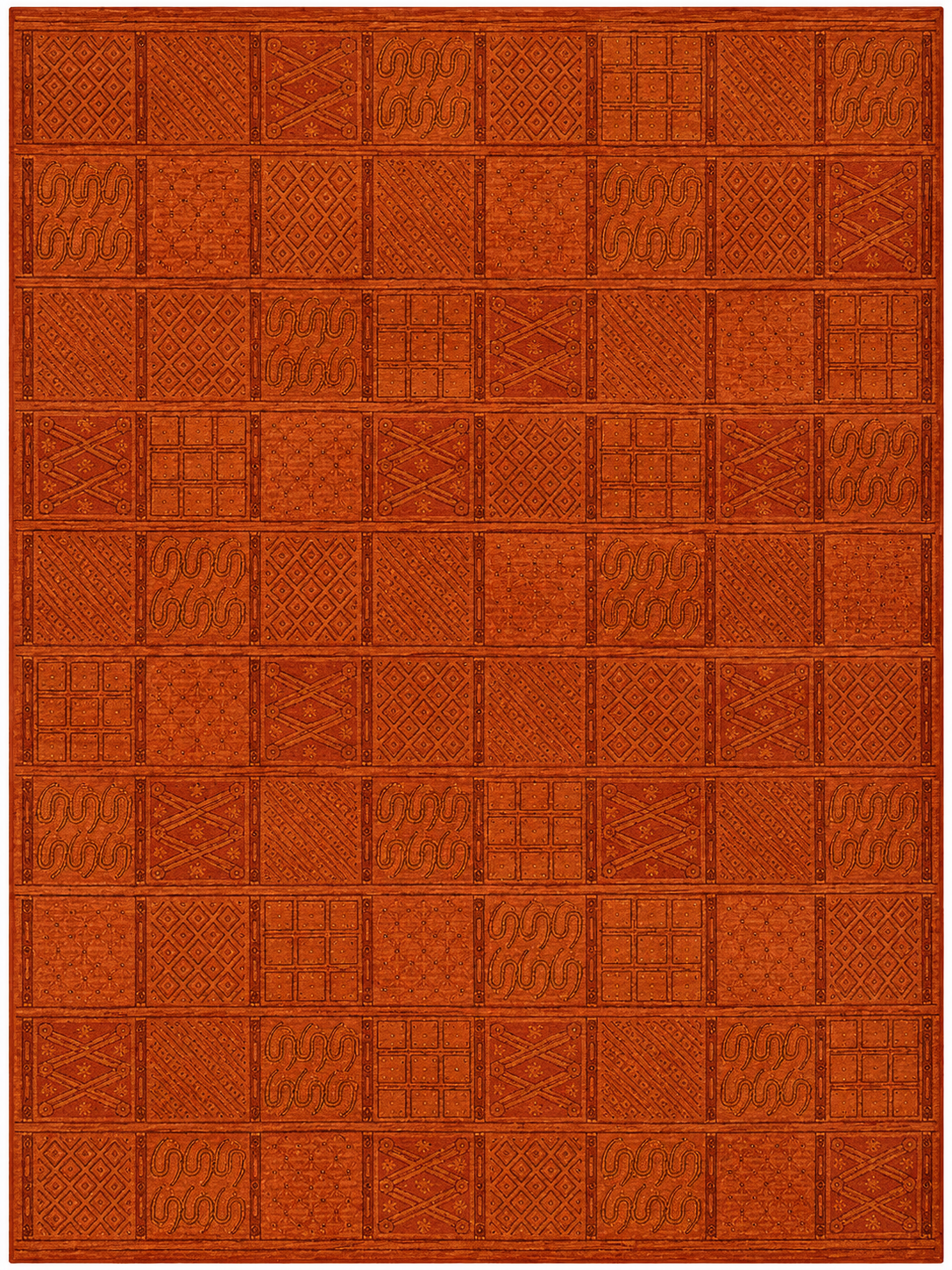 Terra Cotta Geometric Hand-Tufted Rug