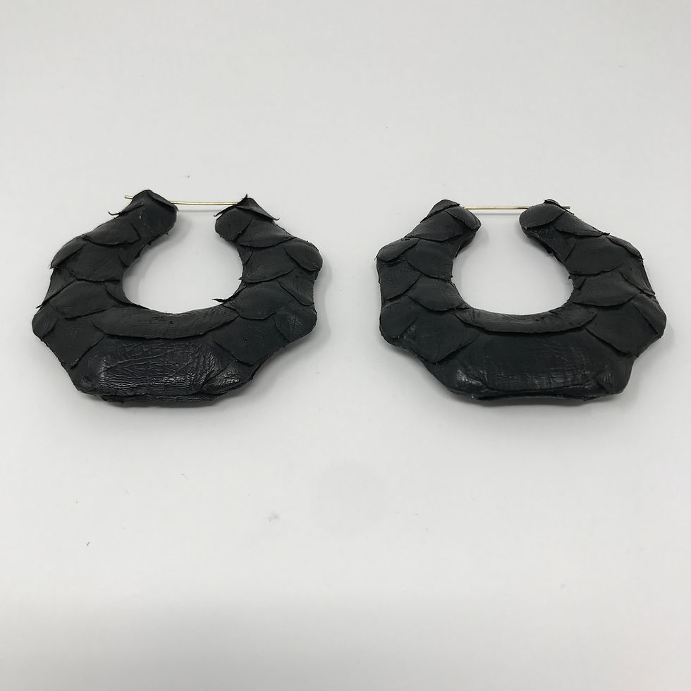 Thumbnail: 3" BLACK OCATGON BAMBOO EARRINGS